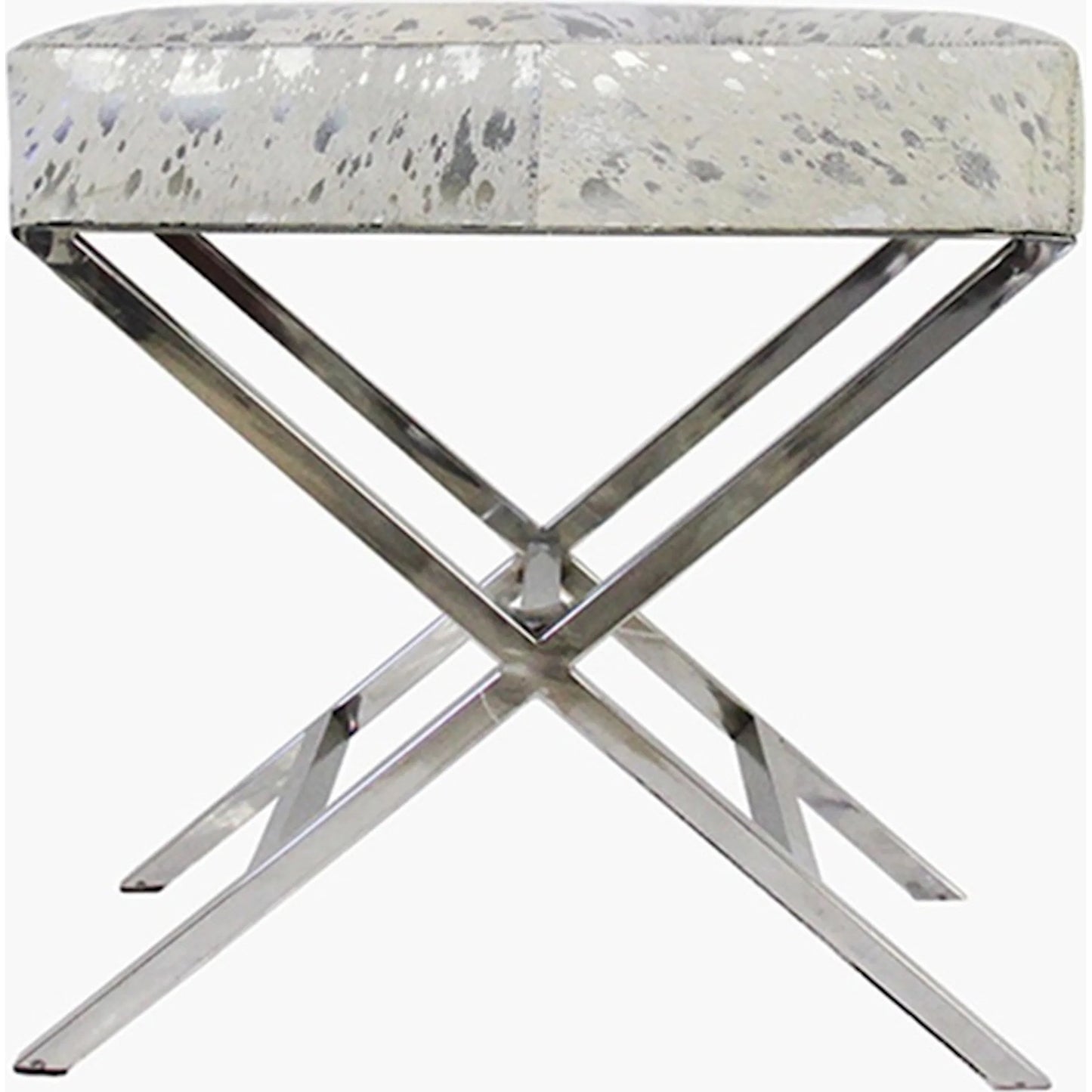 002 SI-2534698 | Additional Silo | Safari Steel & Cowhide Bench - FU-26276 by Pasargad Home in silver. Made from steel, cowhide in a unique style.