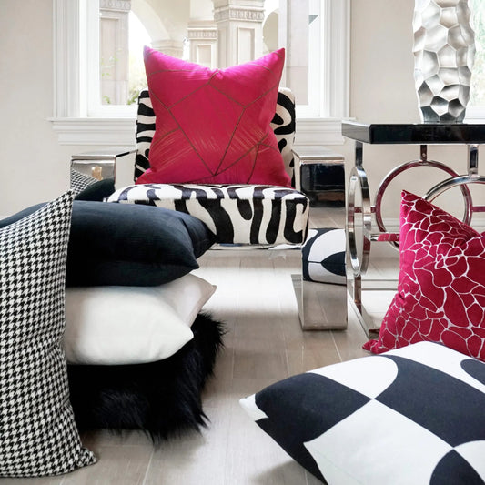 Houndstooth Pillow by DV Kap Home in black. Made from 92% polyester, 8%linen in a eclectic & global style.