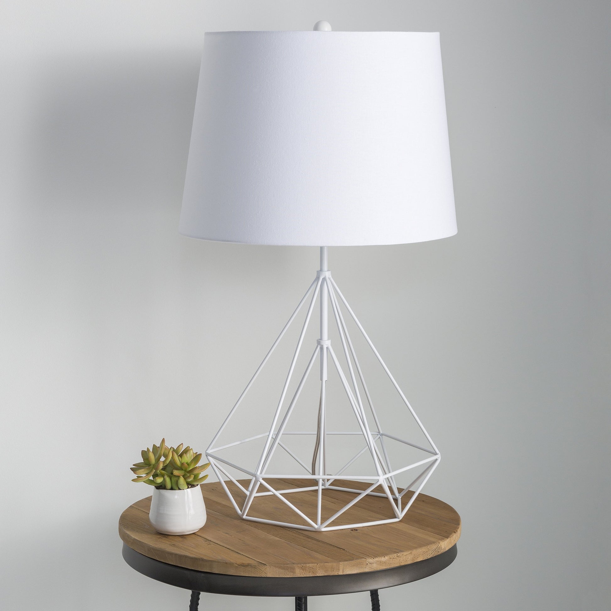 Fuller - 16432 by Surya in white, metallic nickel and painted. Made from linen, metal, 100% metal in a modern style.