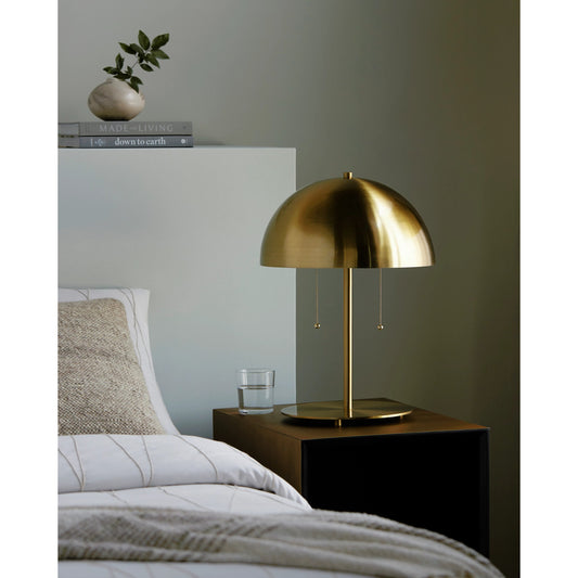 Fungiaire Table Lamp - 524559 by Surya in base: metallic - brass, cord: translucent and plated. Made from metal in a modern style.