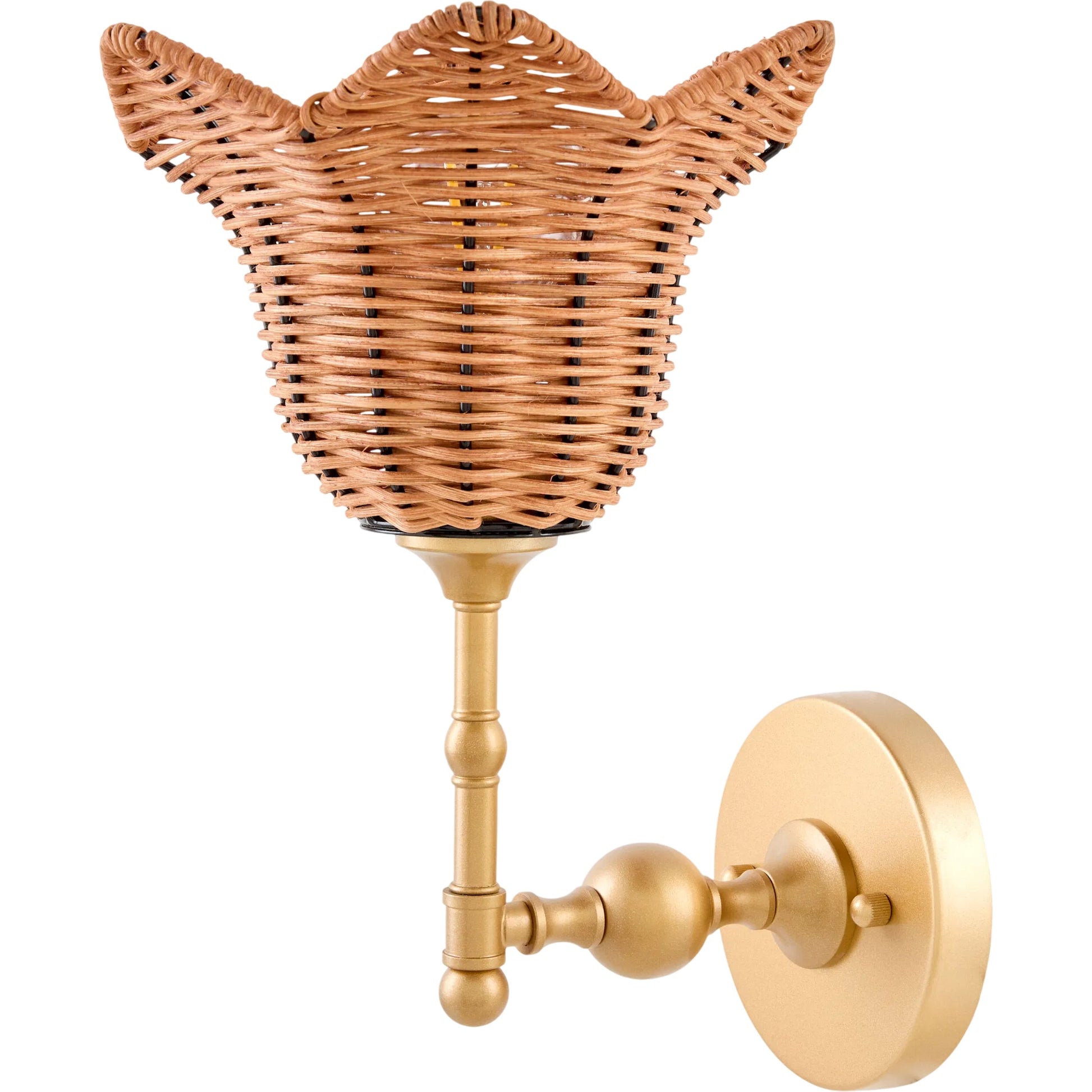 Fuori Wall Sconce by Livabliss in brown, gold, black and painted. Made from iron, rattan in a unique style.