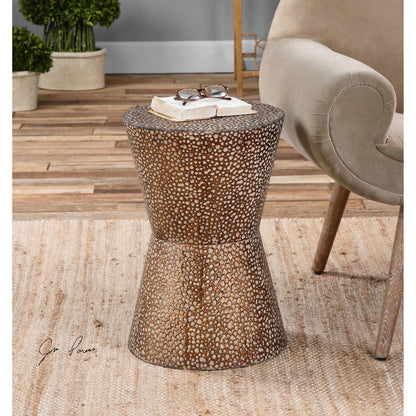 Cutler Drum Shaped Accent Table by Uttermost. Made from iron in a modern style.