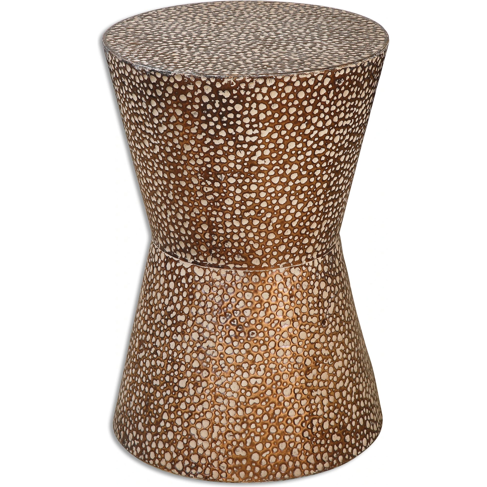 Cutler Drum Shaped Accent Table by Uttermost. Made from iron in a modern style.