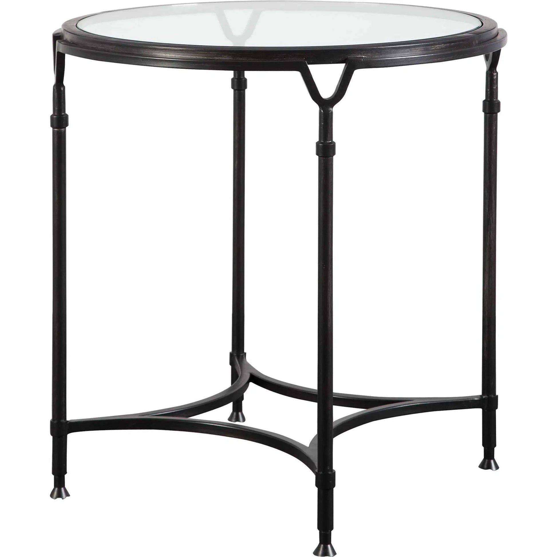 Samson Glass Side Table by Uttermost. Made from metal, glass in a cottage & farmhouse style.