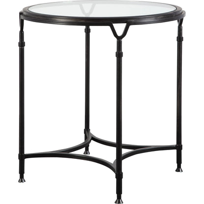 Samson Glass Side Table by Uttermost. Made from metal, glass in a cottage & farmhouse style.