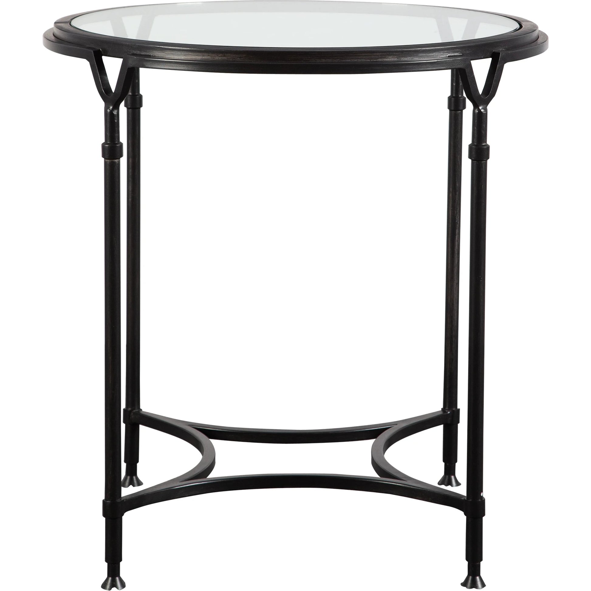 Samson Glass Side Table by Uttermost. Made from metal, glass in a cottage & farmhouse style.