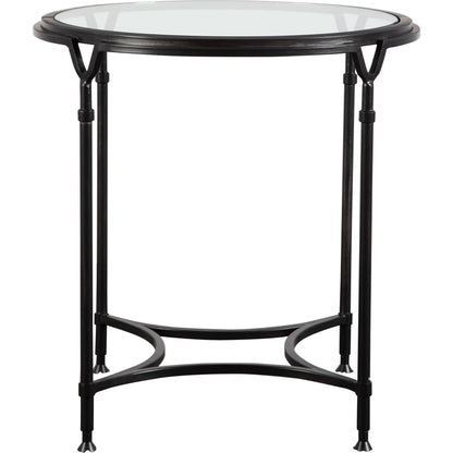 Samson Glass Side Table by Uttermost. Made from metal, glass in a cottage & farmhouse style.