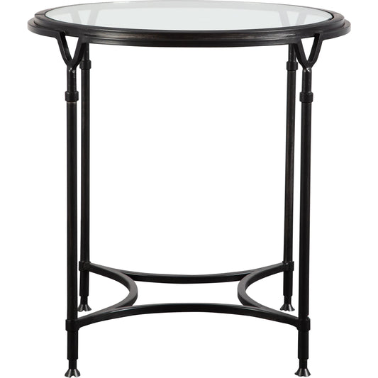 Samson Glass Side Table by Uttermost. Made from metal, glass in a cottage & farmhouse style.