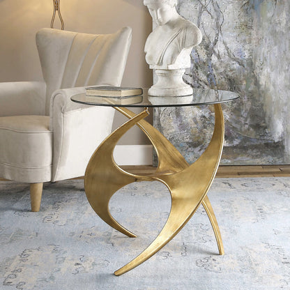 Graciano Glass Accent Table by Uttermost. Made from metal, glass in a modern style.