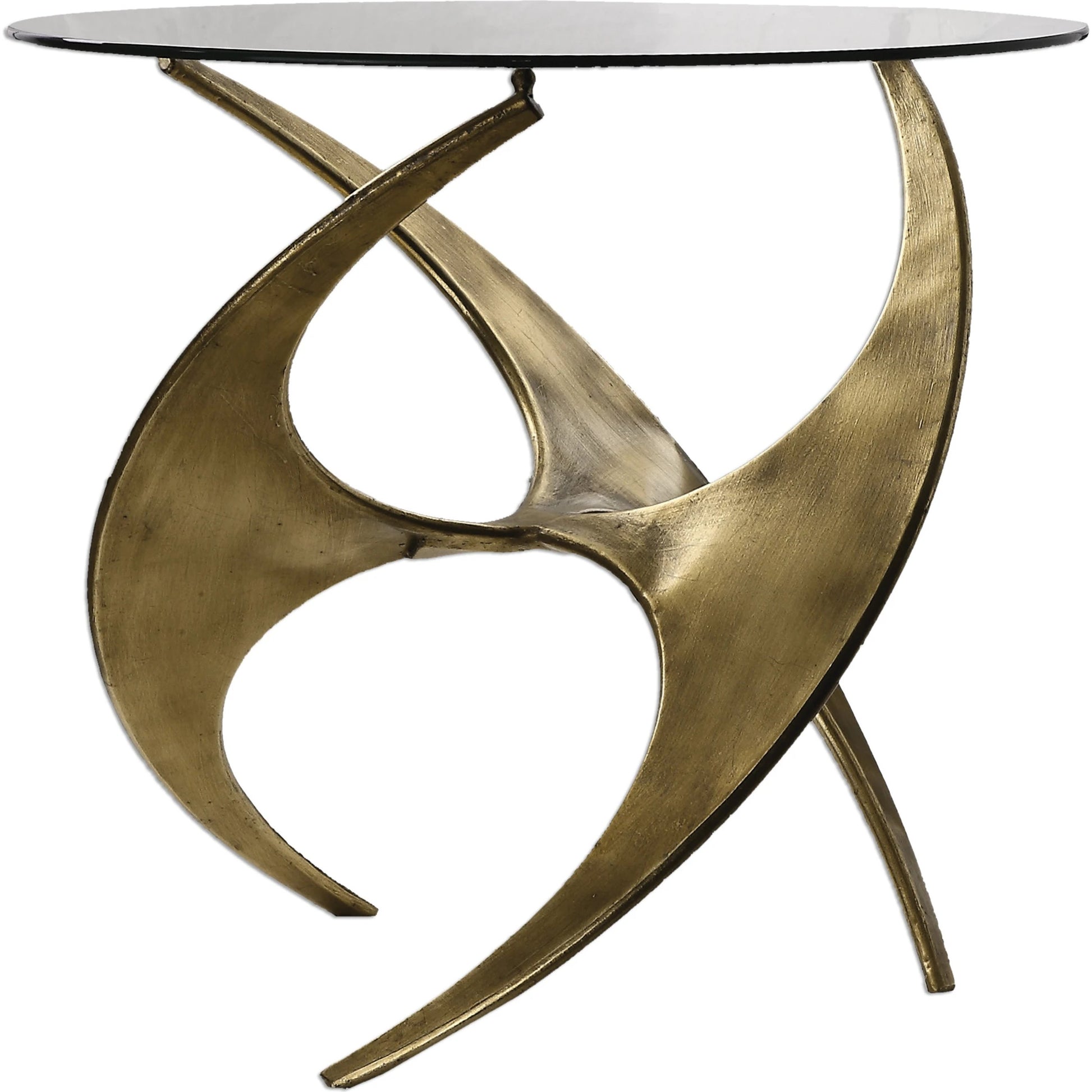 Graciano Glass Accent Table by Uttermost. Made from metal, glass in a modern style.