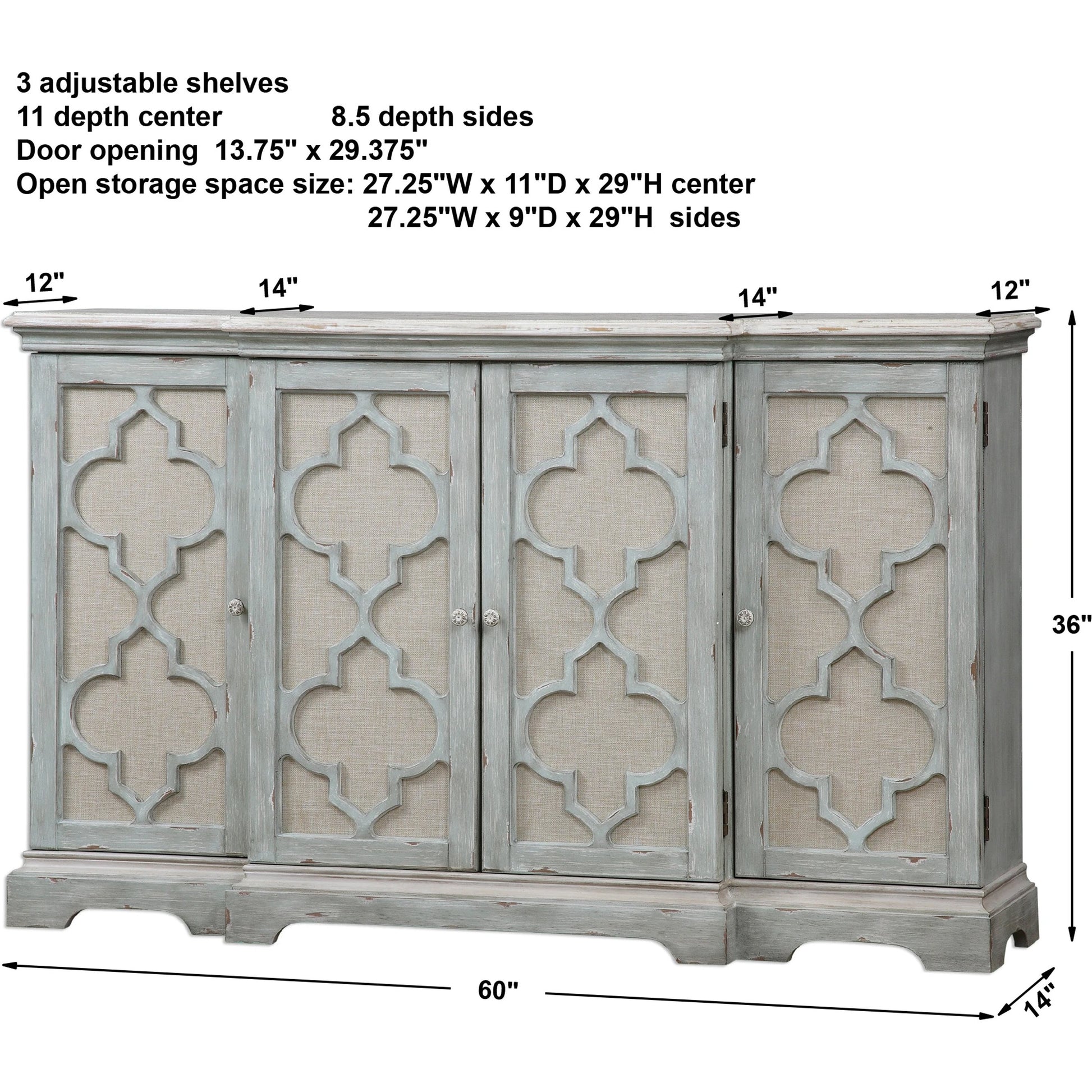 Sophie Cabinet by Uttermost. Made from alm veneer, mdf, linen in a cottage & farmhouse style.