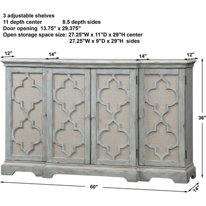 Sophie Cabinet by Uttermost. Made from alm veneer, mdf, linen in a cottage & farmhouse style.