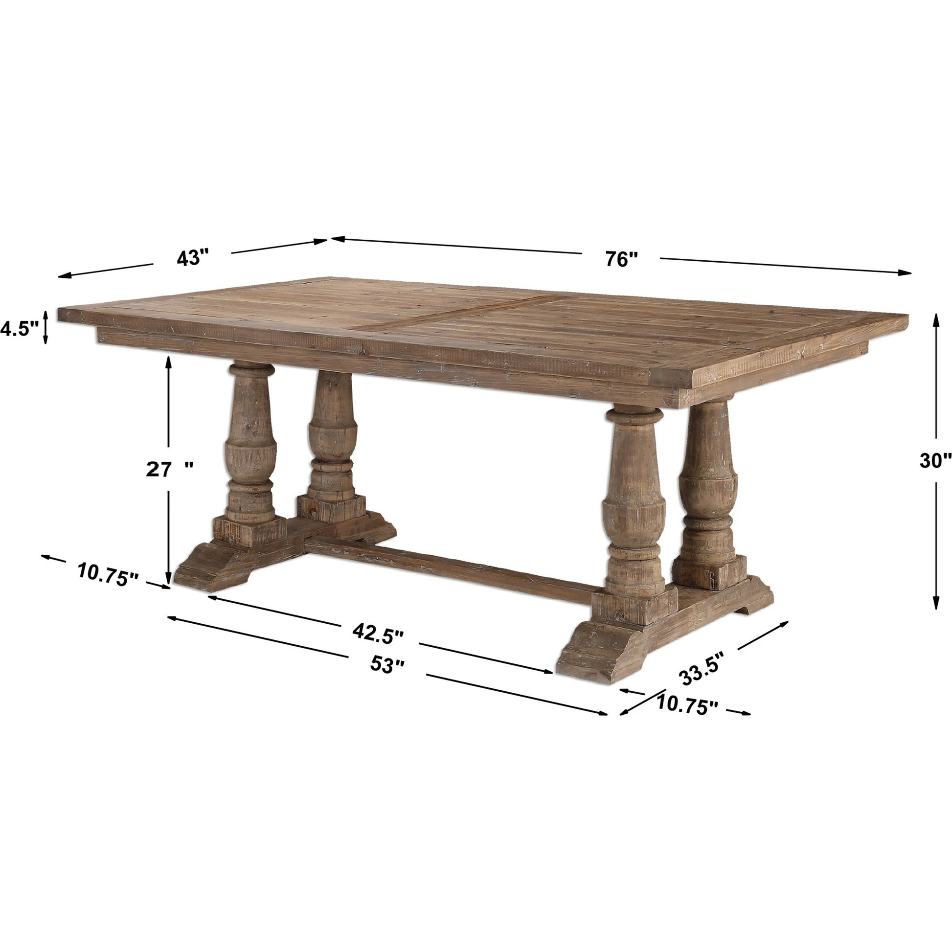 Stratford Dining Table by Uttermost. Made from solid wood in a cottage & farmhouse style.