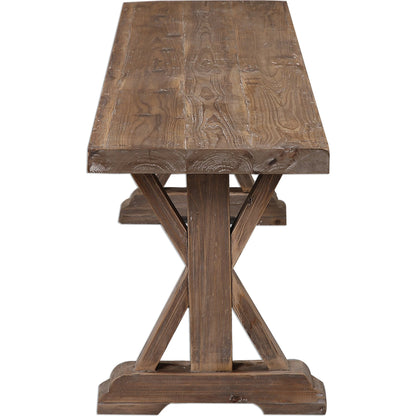 Stratford Salvaged Wood Bench by Uttermost. Made from solid wood in a cottage & farmhouse style.