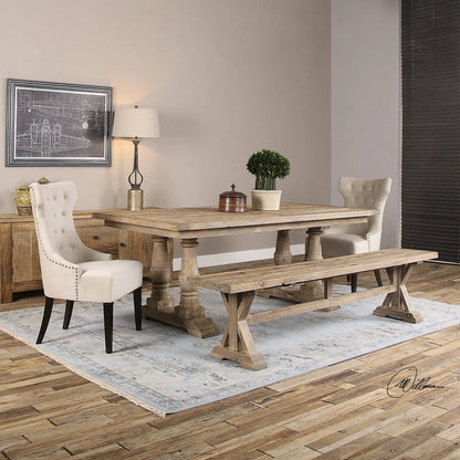 Stratford Salvaged Wood Bench by Uttermost. Made from solid wood in a cottage & farmhouse style.