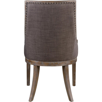 Aidrian Accent Chair by Uttermost in gray. Made from bent wood, solid wood, plywood, fabric, foam in a cottage & farmhouse style.