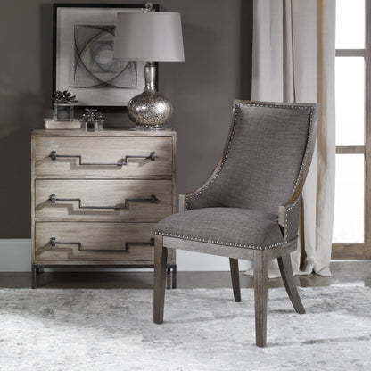 Aidrian Accent Chair by Uttermost in gray. Made from bent wood, solid wood, plywood, fabric, foam in a cottage & farmhouse style.