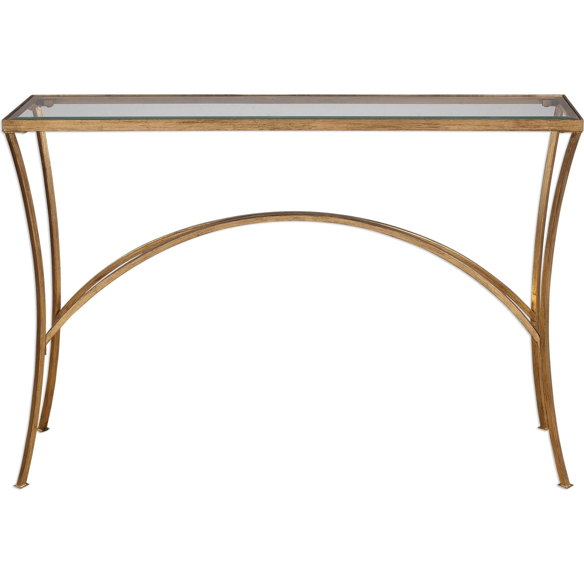Alayna Console Table by Uttermost in black. Made from metal, tempered glass in a modern style.