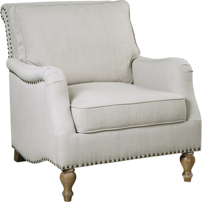 Armstead Armchair by Uttermost in white. Made from rubber wood, fabric, plywood in a cottage & farmhouse style.