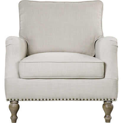 Armstead Armchair by Uttermost in white. Made from rubber wood, fabric, plywood in a cottage & farmhouse style.
