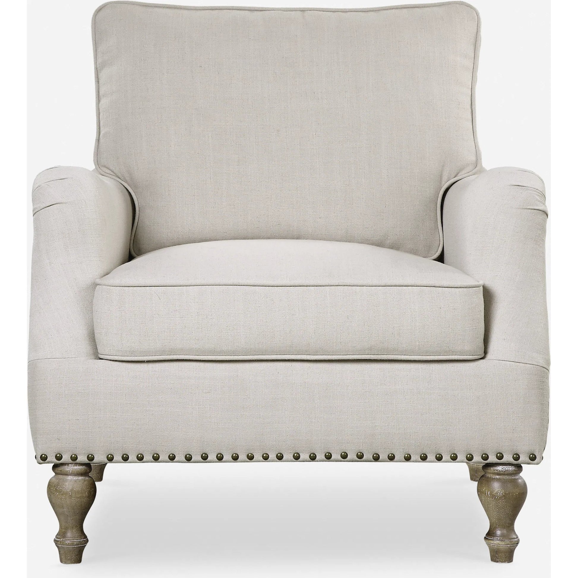 Armstead Armchair by Uttermost in white. Made from rubber wood, fabric, plywood in a cottage & farmhouse style.