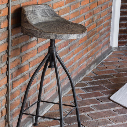 Kairu Wooden Bar Stool by Uttermost. Made from mixwood with iron in a modern style.
