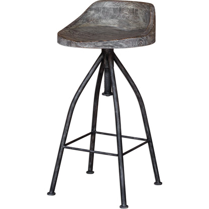 Kairu Wooden Bar Stool by Uttermost. Made from mixwood with iron in a modern style.