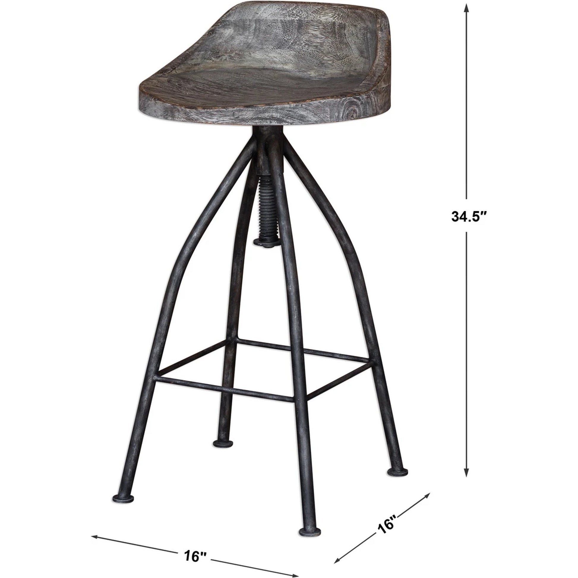Kairu Wooden Bar Stool by Uttermost. Made from mixwood with iron in a modern style.