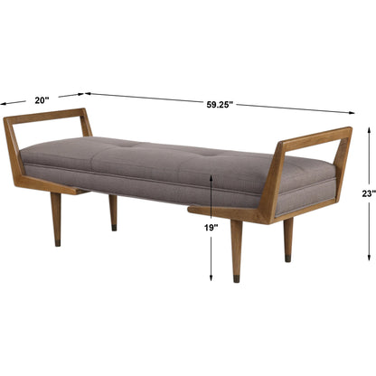 Waylon Bench by Uttermost. Made from birch wood, plywood, fabic, metal, foam in a modern style.