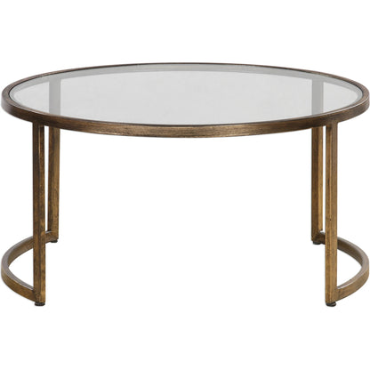Rhea Nested Coffee Tables (Set of 2) by Uttermost. Made from metal, glass in a modern style.