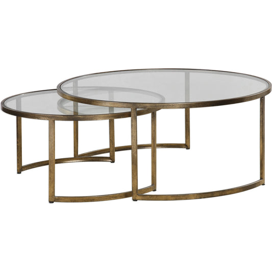 Rhea Nested Coffee Tables (Set of 2) by Uttermost. Made from metal, glass in a modern style.