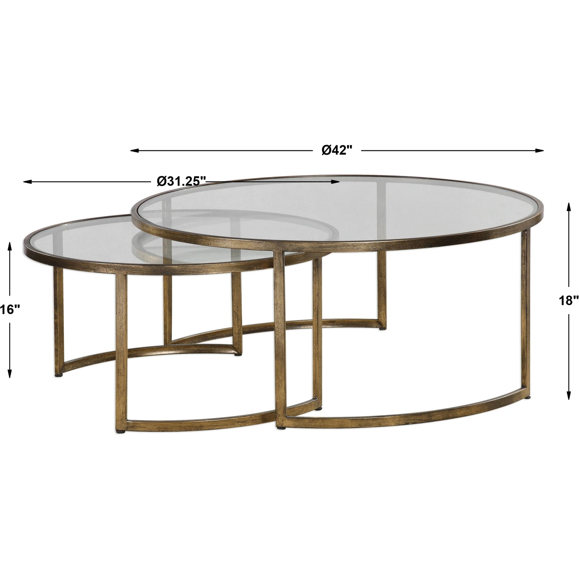 Rhea Nested Coffee Tables (Set of 2) by Uttermost. Made from metal, glass in a modern style.
