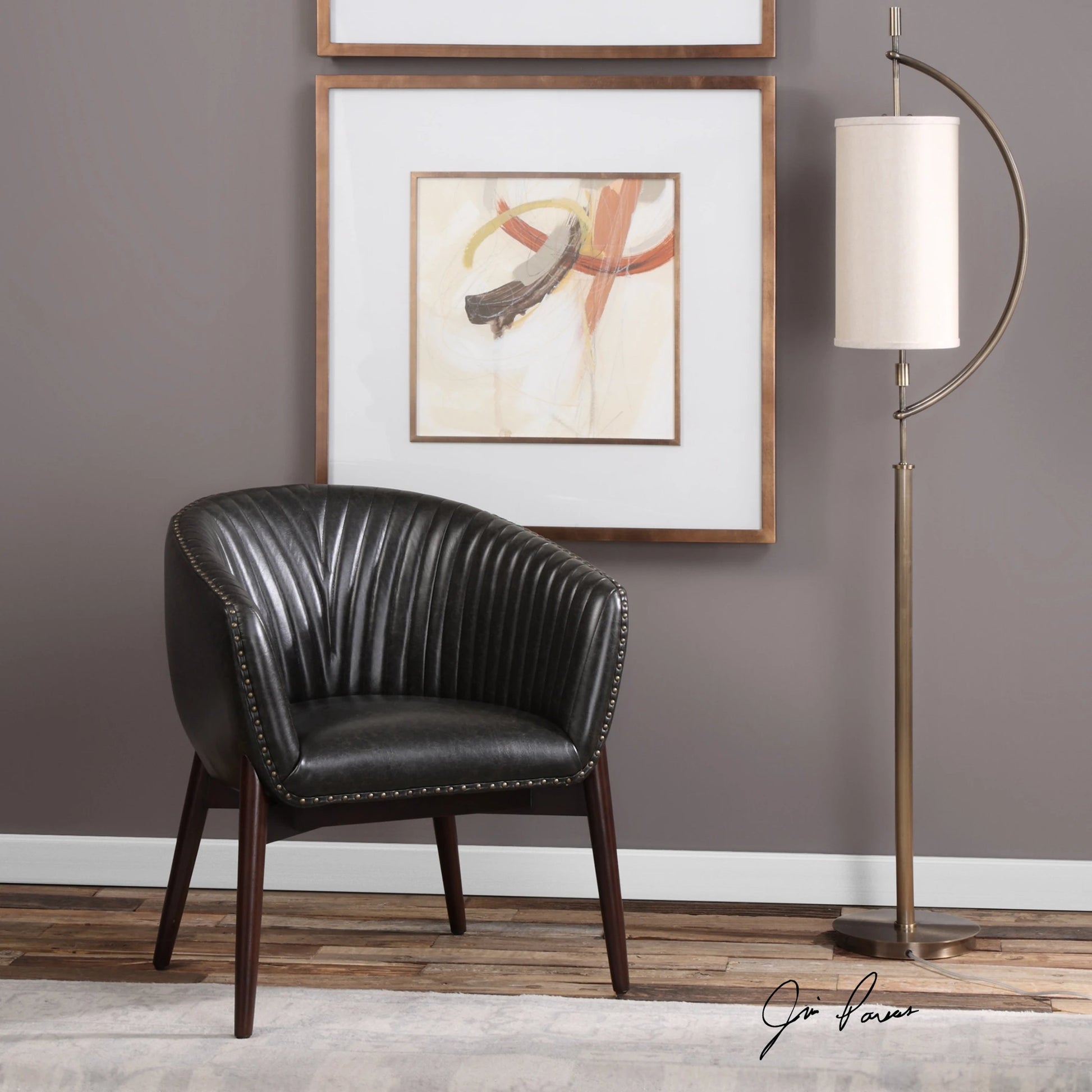Anders Chenille Accent Chair by Uttermost. Made from fabric, oak wood, foam in a modern style.
