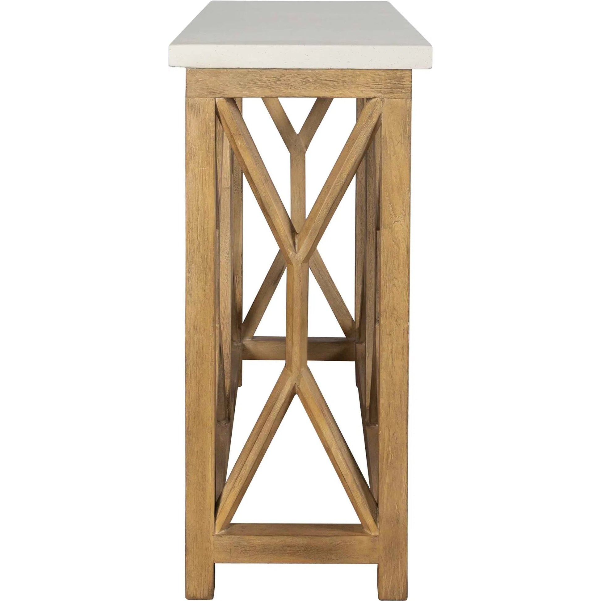 Catali Ivory Stone Console Table by Uttermost. Made from javawood with stone in a cottage & farmhouse style.