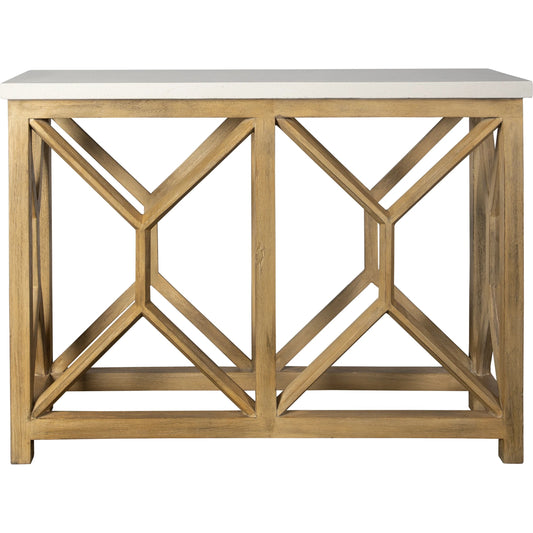 Catali Ivory Stone Console Table by Uttermost. Made from javawood with stone in a cottage & farmhouse style.
