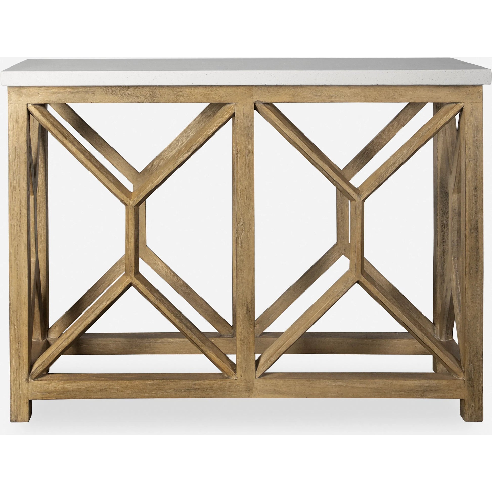 Catali Ivory Stone Console Table by Uttermost. Made from javawood with stone in a cottage & farmhouse style.