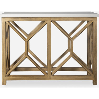 Catali Ivory Stone Console Table by Uttermost. Made from javawood with stone in a cottage & farmhouse style.