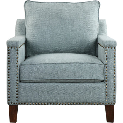 Charlotta Accent Chair by Uttermost. Made from fabric, plywood, oak, foam in a cottage & farmhouse style.