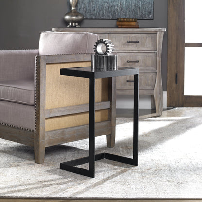 Windell Cantilever Side Table by Uttermost. Made from iron, mirror in a modern style.