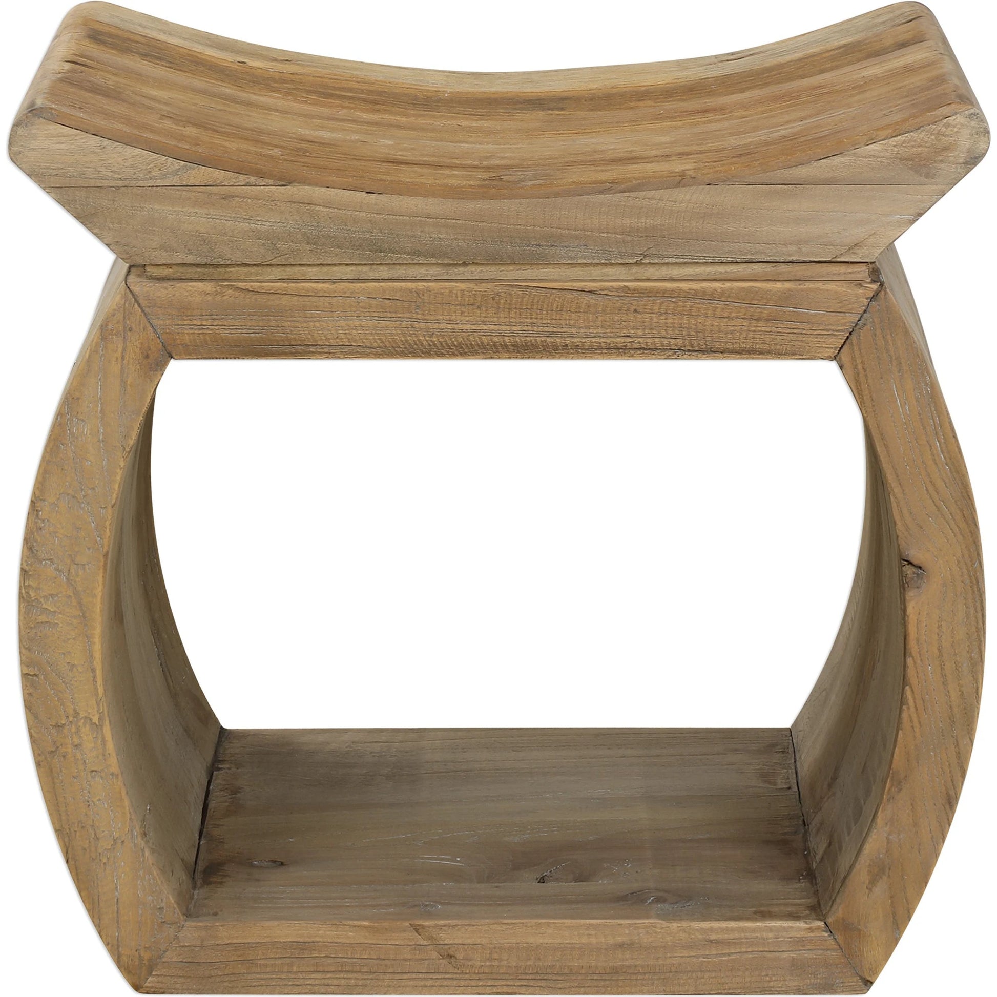 Connor Elm Accent Stool by Uttermost. Made from reclaim elm wood in a cottage & farmhouse style.