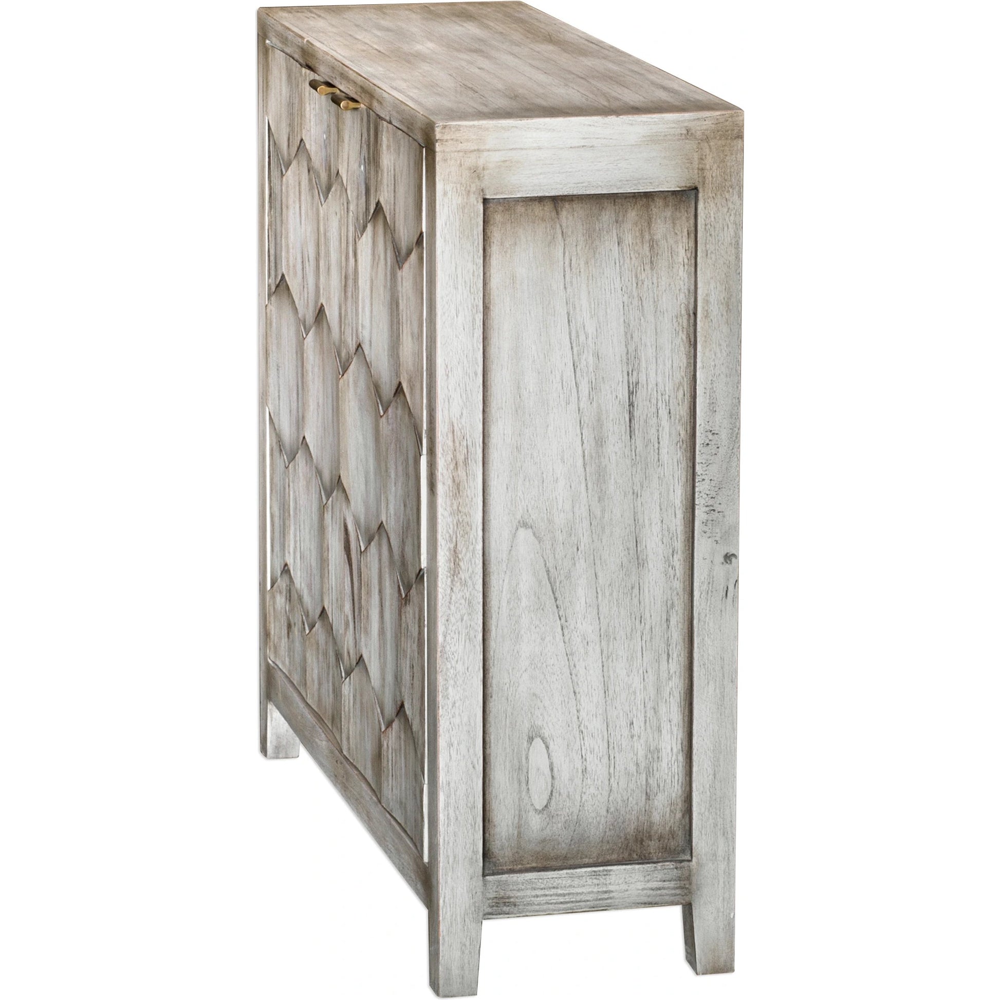 Catori Smoked Ivory Console Cabinet by Uttermost. Made from mdf carb phase 2 with mahogany wood in a eclectic & global style.