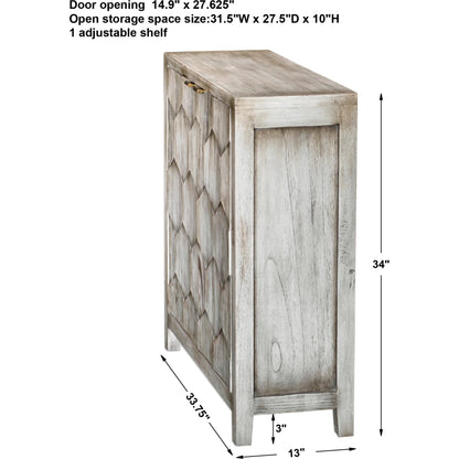 Catori Smoked Ivory Console Cabinet by Uttermost. Made from mdf carb phase 2 with mahogany wood in a eclectic & global style.