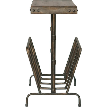 Sonora Industrial Magazine Side Table by Uttermost. Made from iron, acacia in a rustic style.