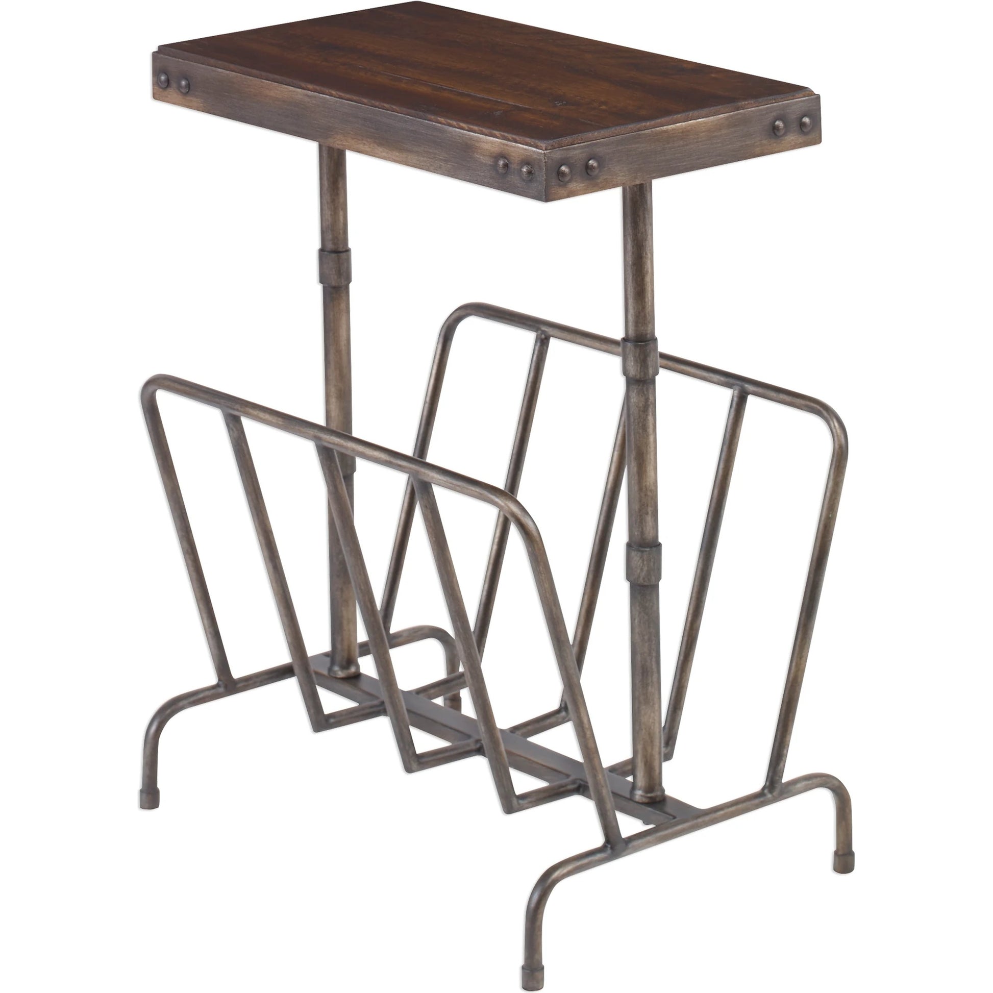 Sonora Industrial Magazine Side Table by Uttermost. Made from iron, acacia in a rustic style.