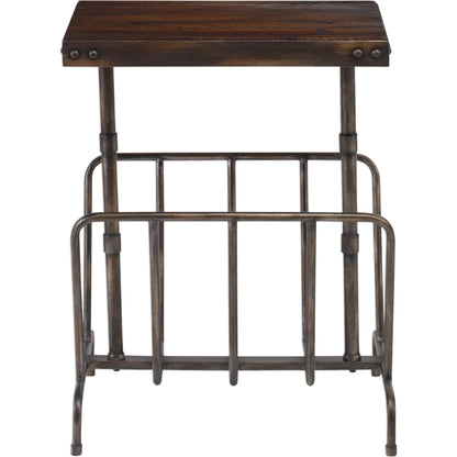 Sonora Industrial Magazine Side Table by Uttermost. Made from iron, acacia in a rustic style.