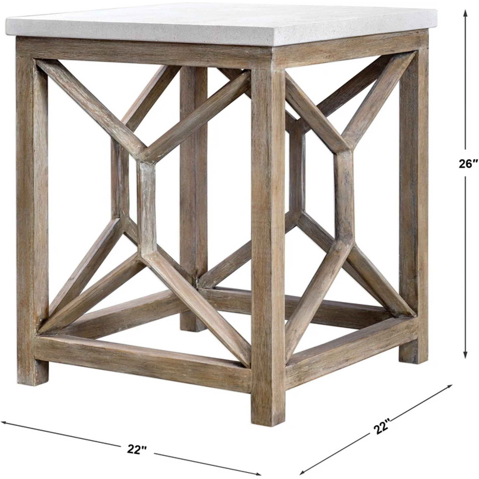 Catali Stone End Table by Uttermost. Made from javawood with plywood carb phase 2, limestone in a transitional style.