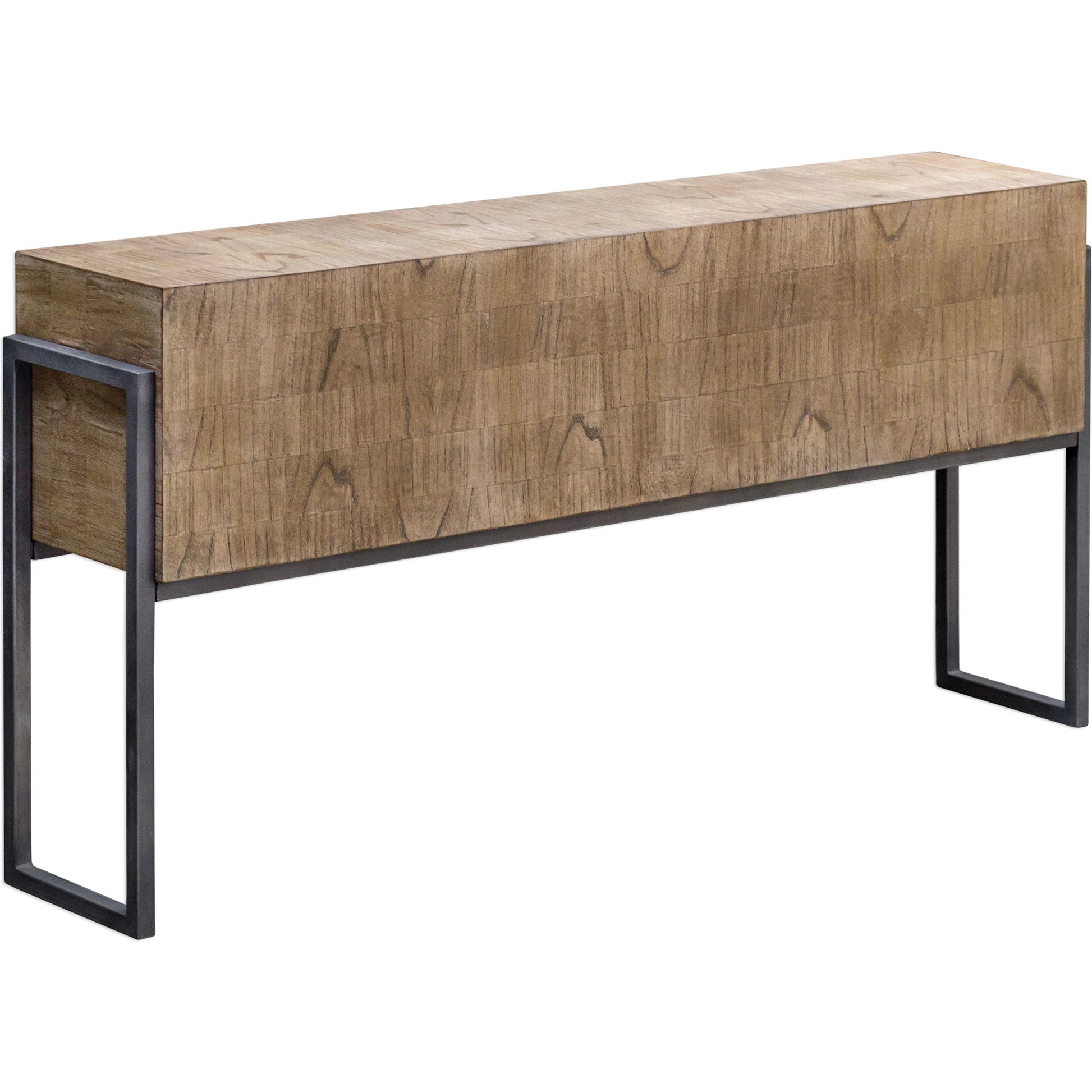 Nevis Contemporary Sofa Table by Uttermost. Made from mdf carb phase 2 with mahogany wood, iron metal in a modern style.