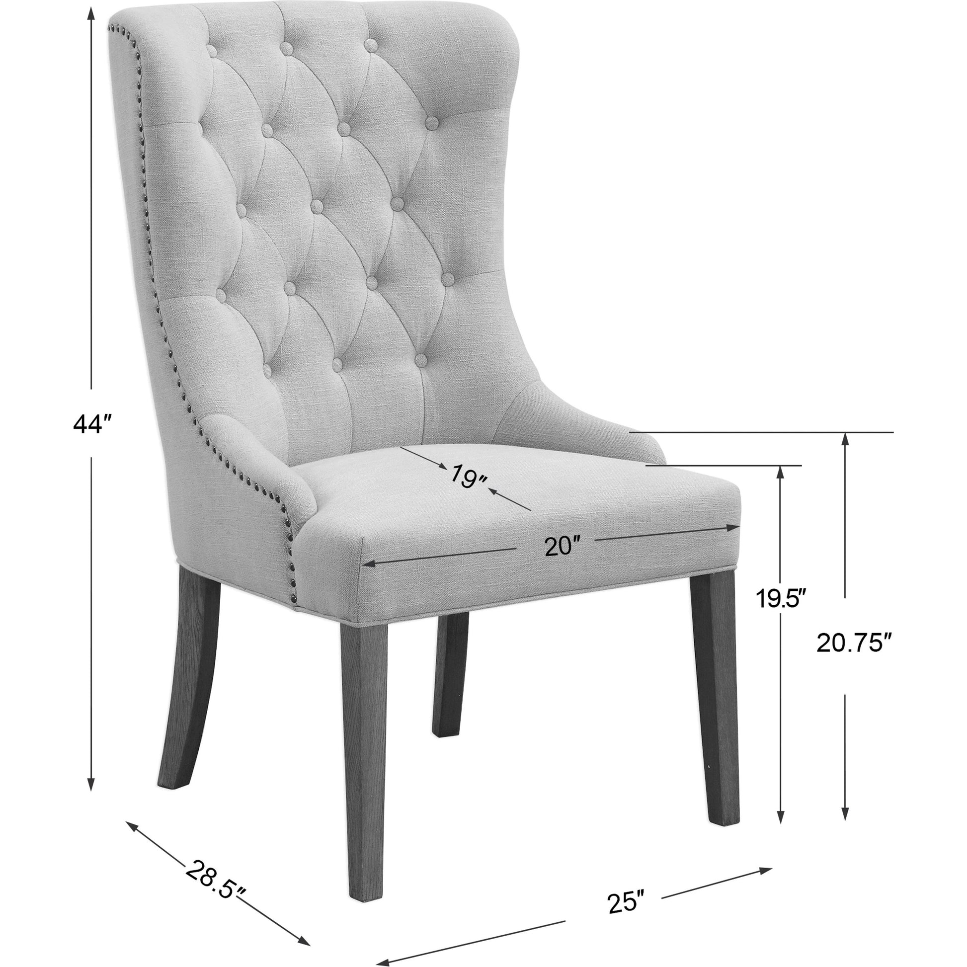 Rioni Tufted Wing Chair by Uttermost. Made from fabric, oak wood, plywood, foam in a traditional style.