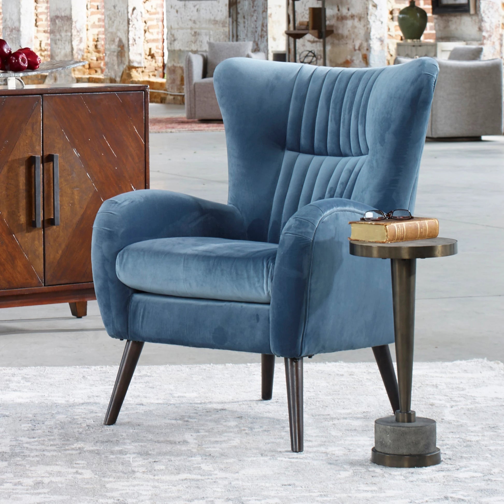 Masika Accent Table by Uttermost in bronze. Made from concrete, metal in a modern style.