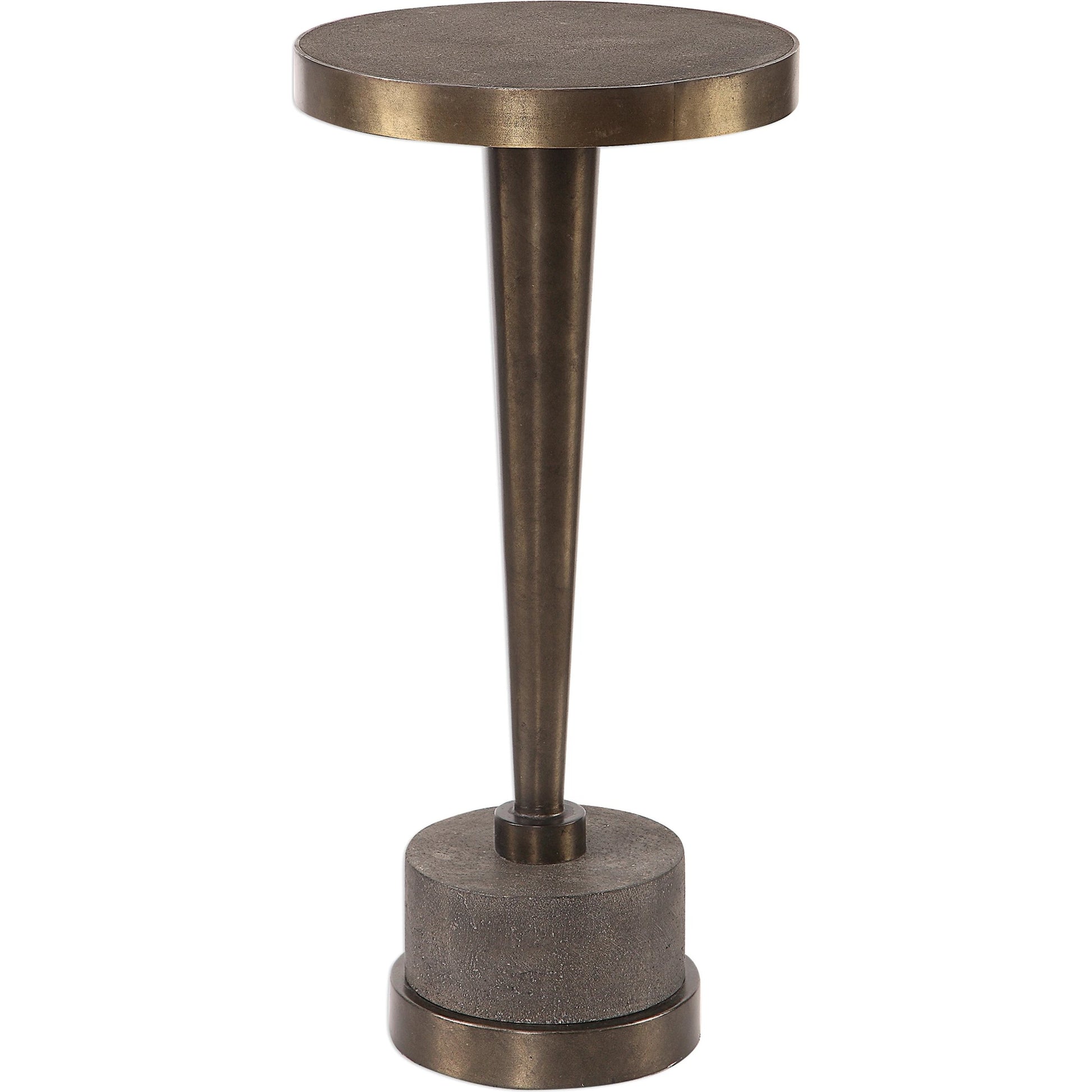 Masika Accent Table by Uttermost in bronze. Made from concrete, metal in a modern style.
